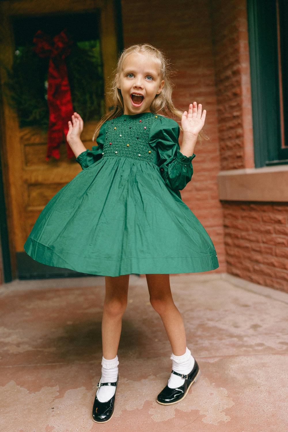 Mini Christmas Tree Dress in Emerald