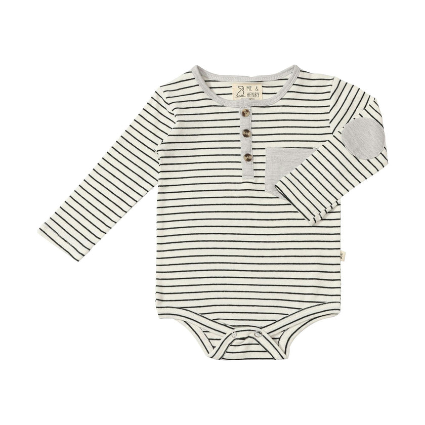 STANTON Charcoal/White Henley onesie