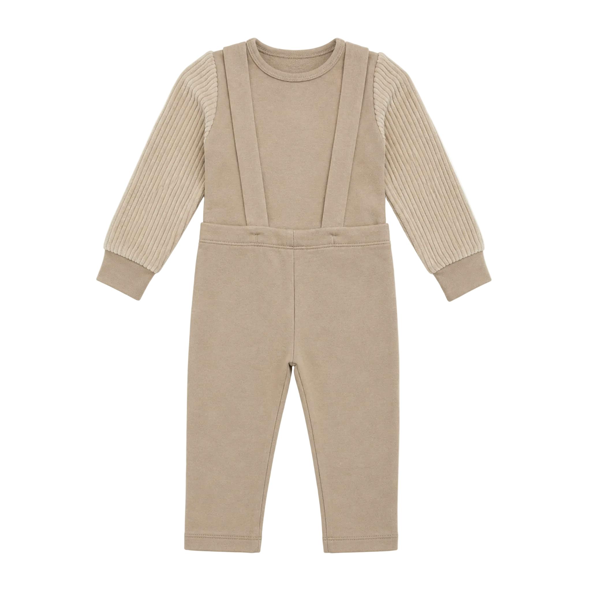 French Fleece Spandex And Corduroy Overall Set