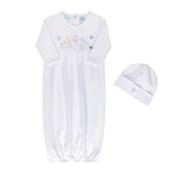 Garden Embroidered Cotton Gown w/Hat White