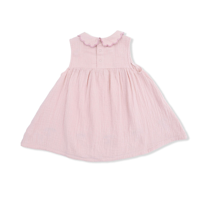 Solid Muslin Lotus - Petal Collar Dress Set