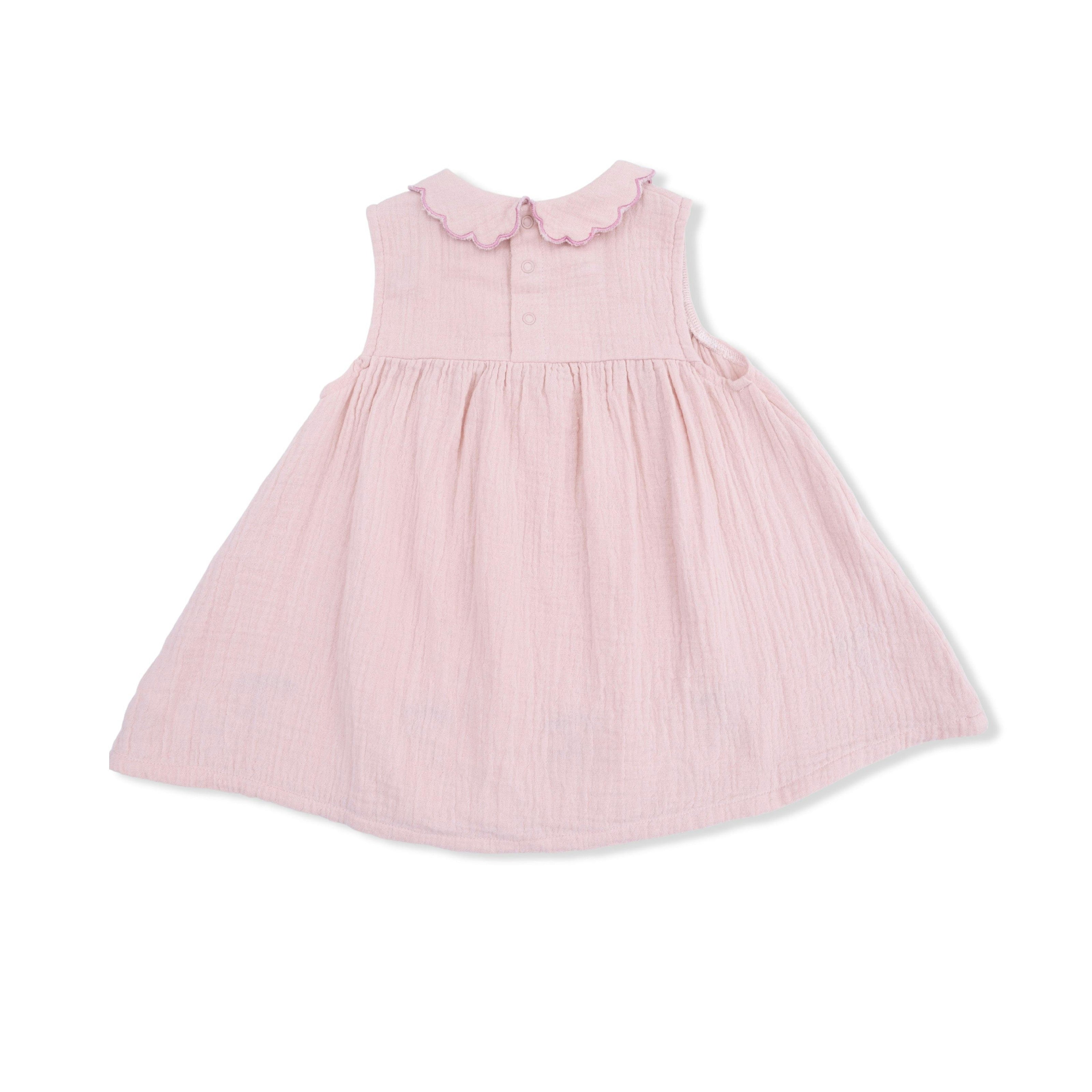 Solid Muslin Lotus - Petal Collar Dress Set