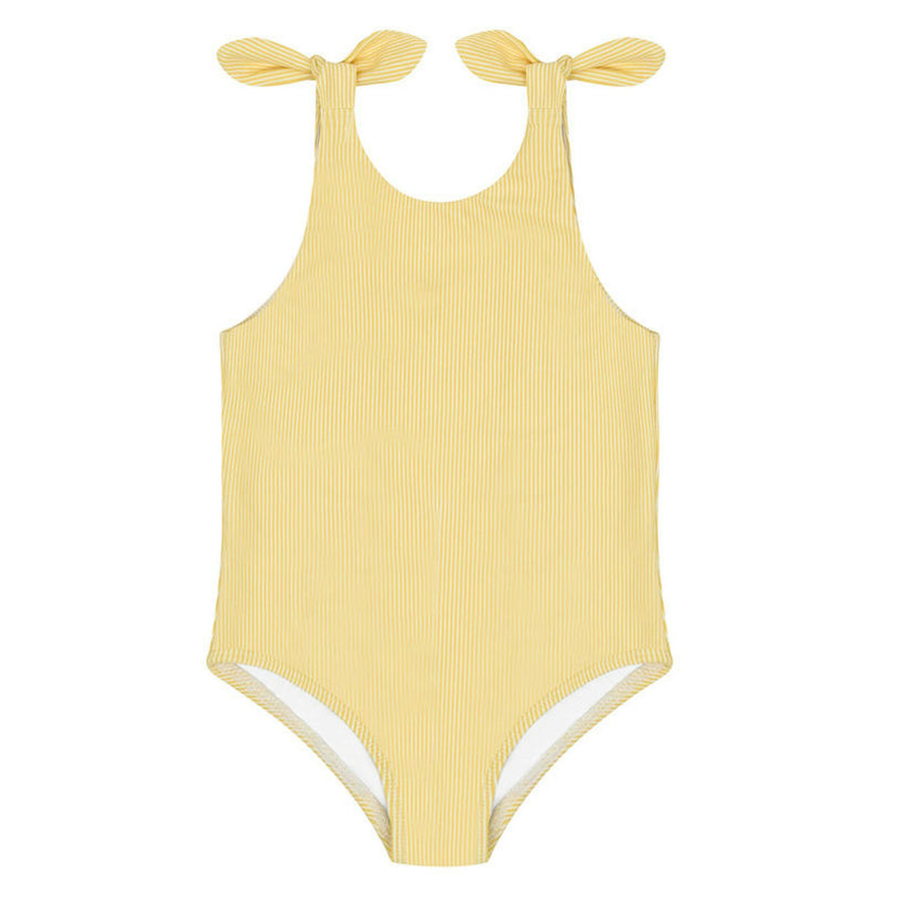 girls buttercream stripe tie knot one piece