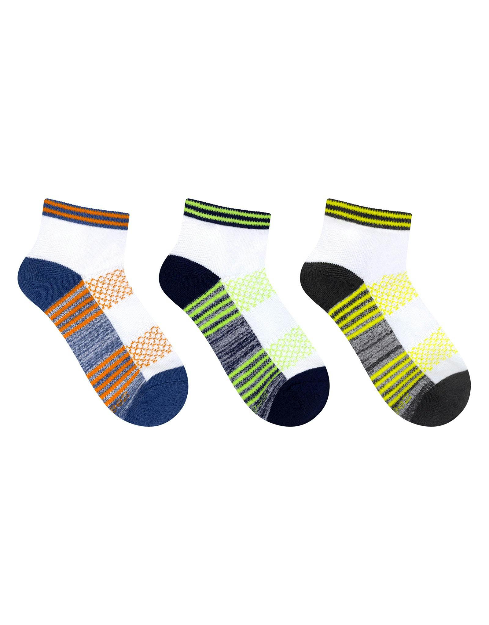 Cool Runner 3-Pack Quarter Socks in White for Toddlers and Kids