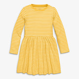 Kids long sleeve rib perfect pocket dress in stripe