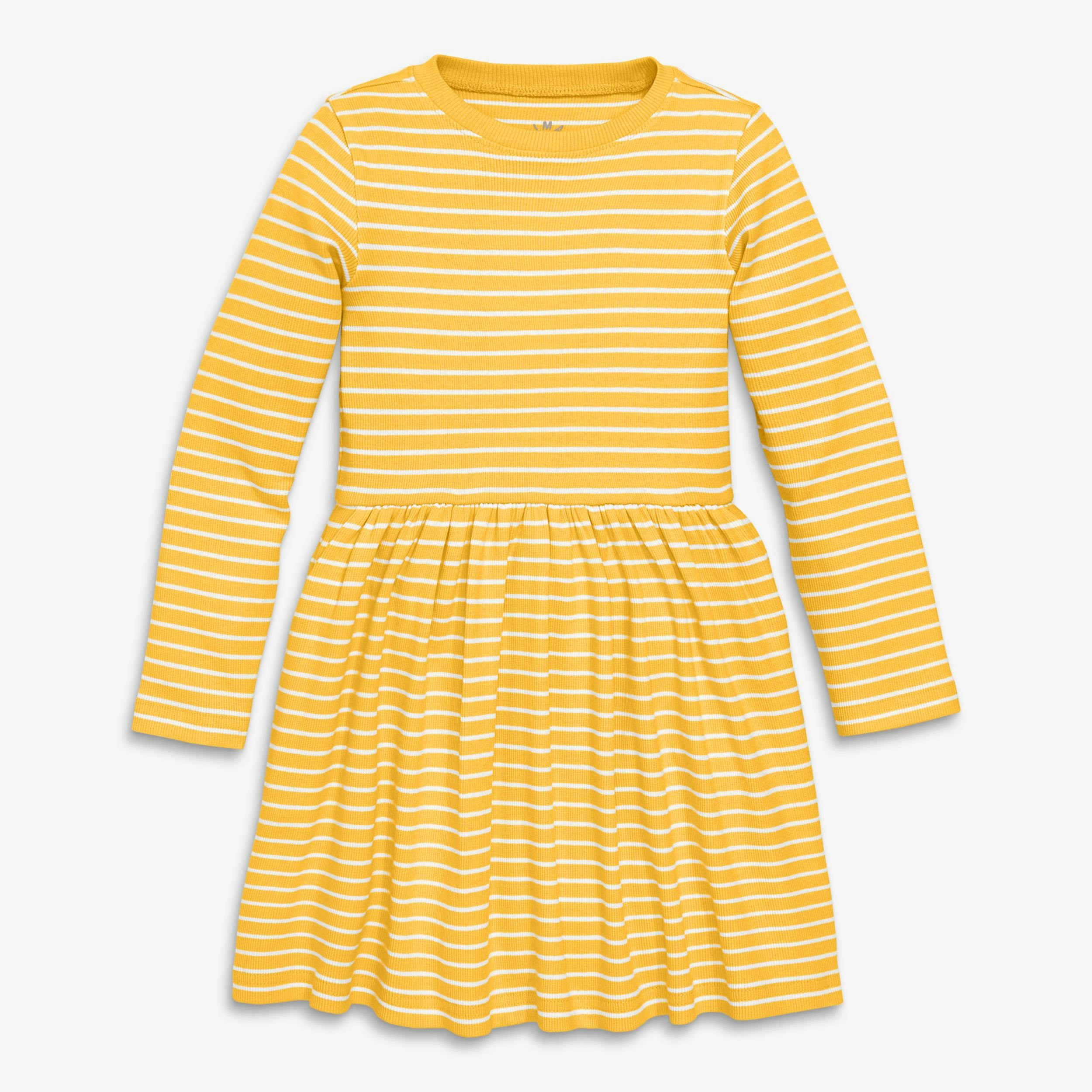 Kids long sleeve rib perfect pocket dress in stripe