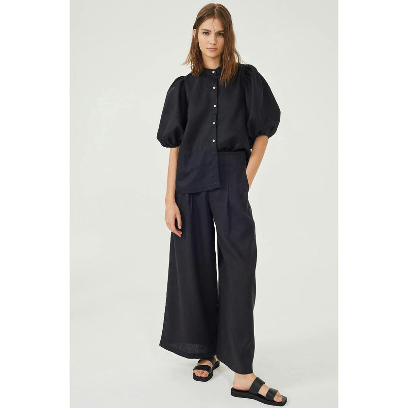 Culotte Linen Pants - Black