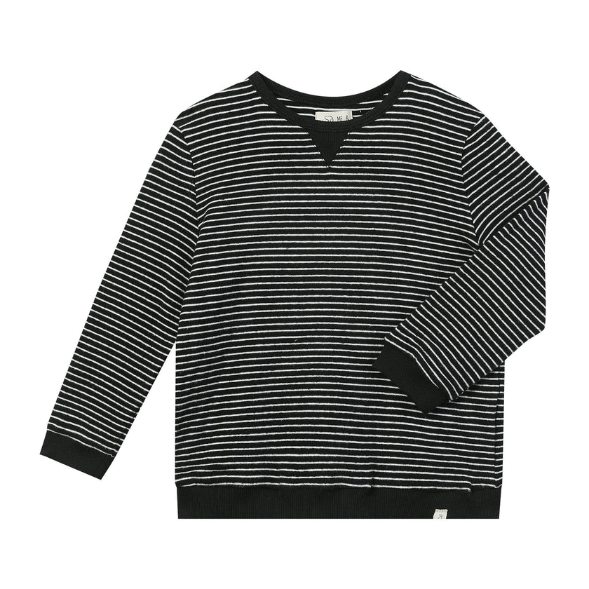 TARQUIN black/cream brushed stripe sweater
