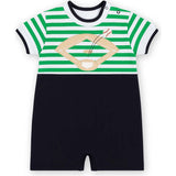 Stripe Knit Shortall With Baseball Field