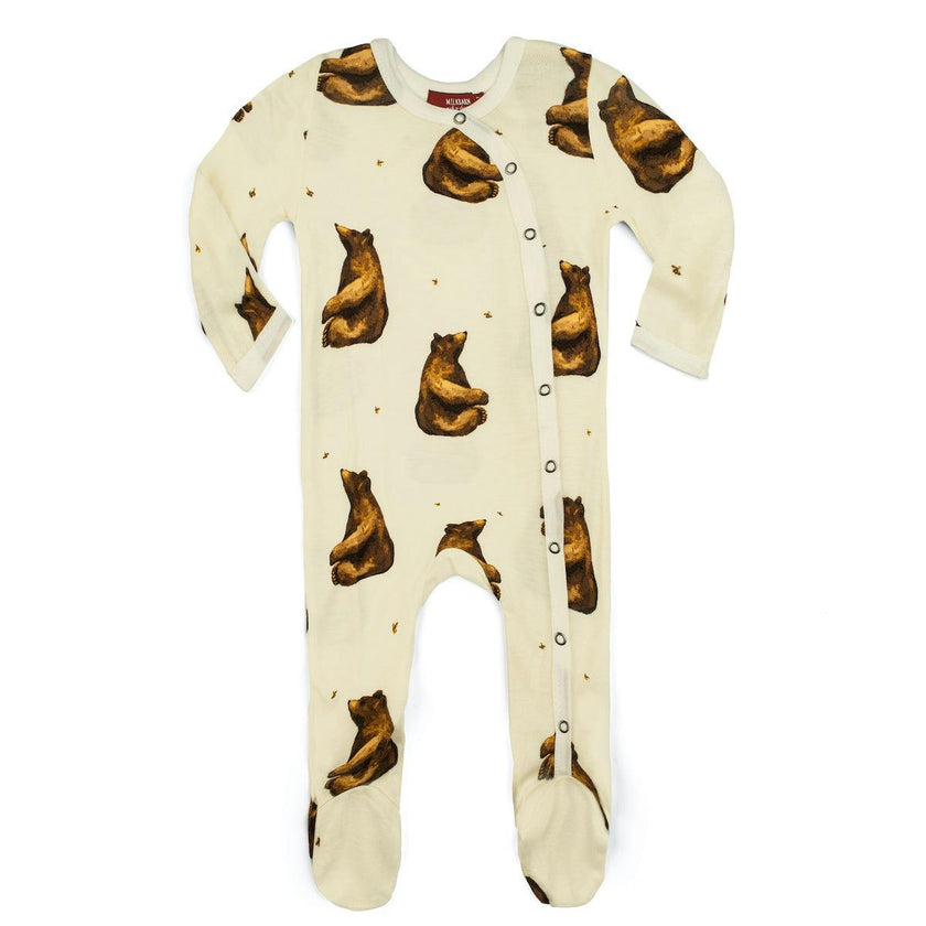 Honey Bear Bamboo Snap Footed Romper