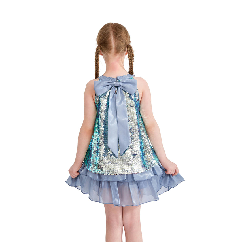 Blue Sylvara Sequin Ruffle Skirt Set