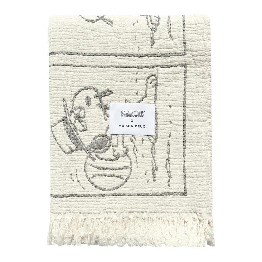 Blanket PEANUTS DESSERT Comic Strip Cotton Black / White 4.25 x 6.5ft