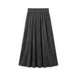 Midi Pleated Leather Skirt