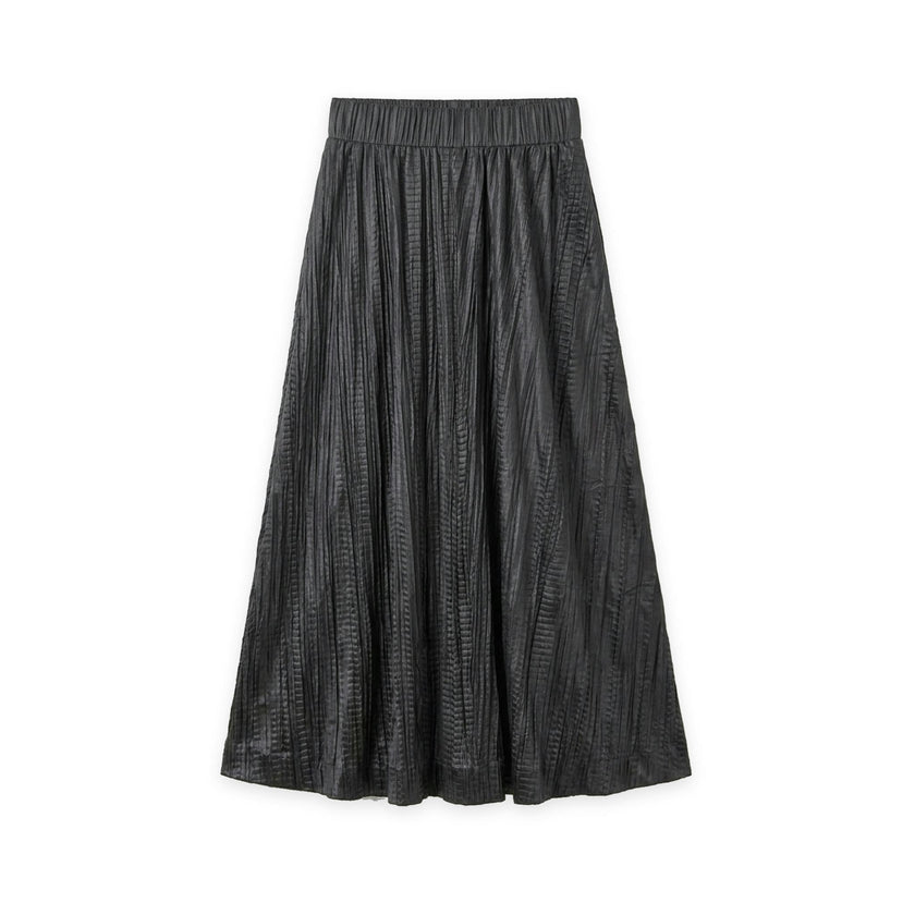 Midi Pleated Leather Skirt
