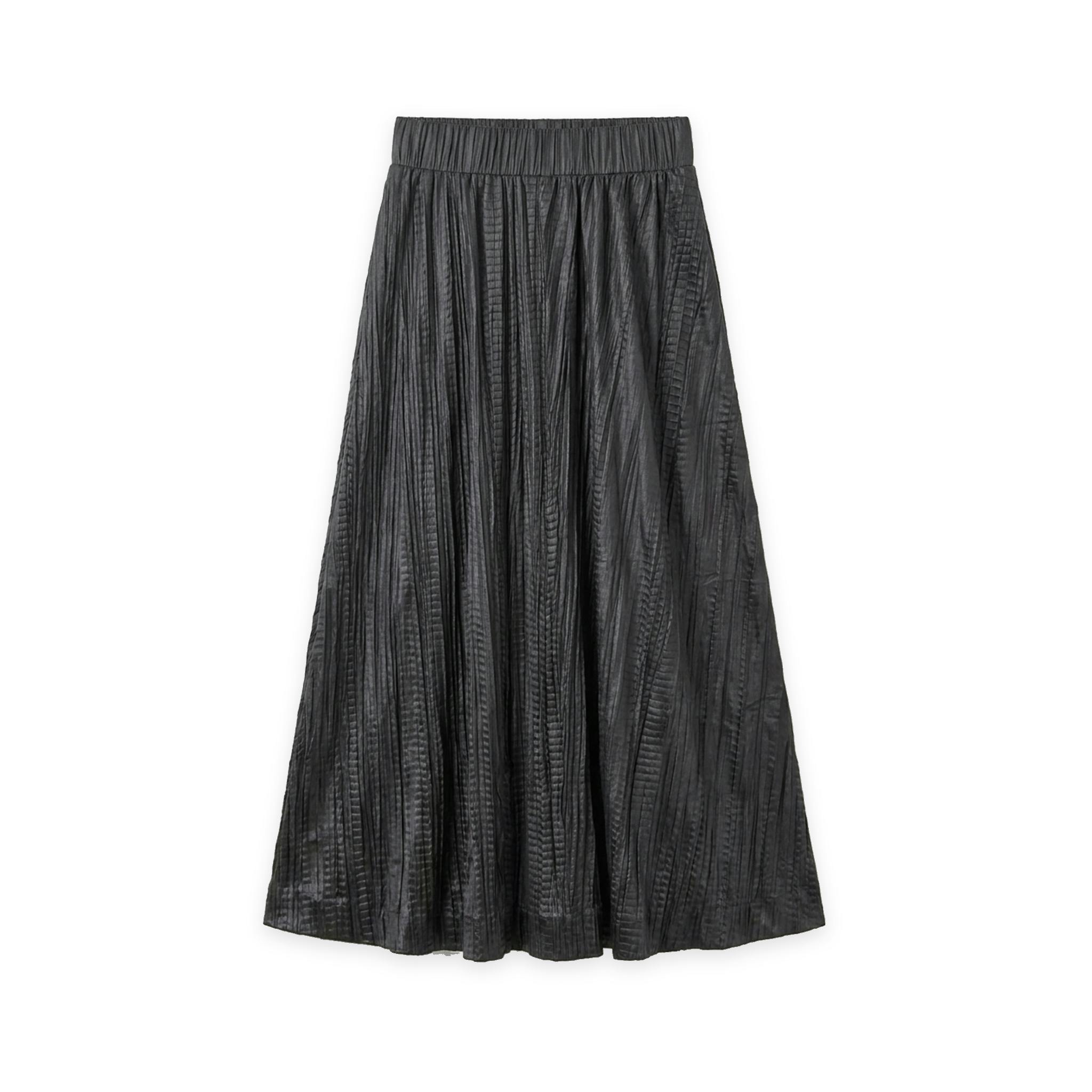 Midi Pleated Leather Skirt