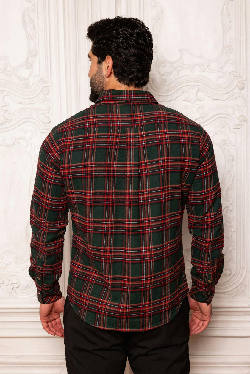 Mens John Shirt in Evergreen Plaid