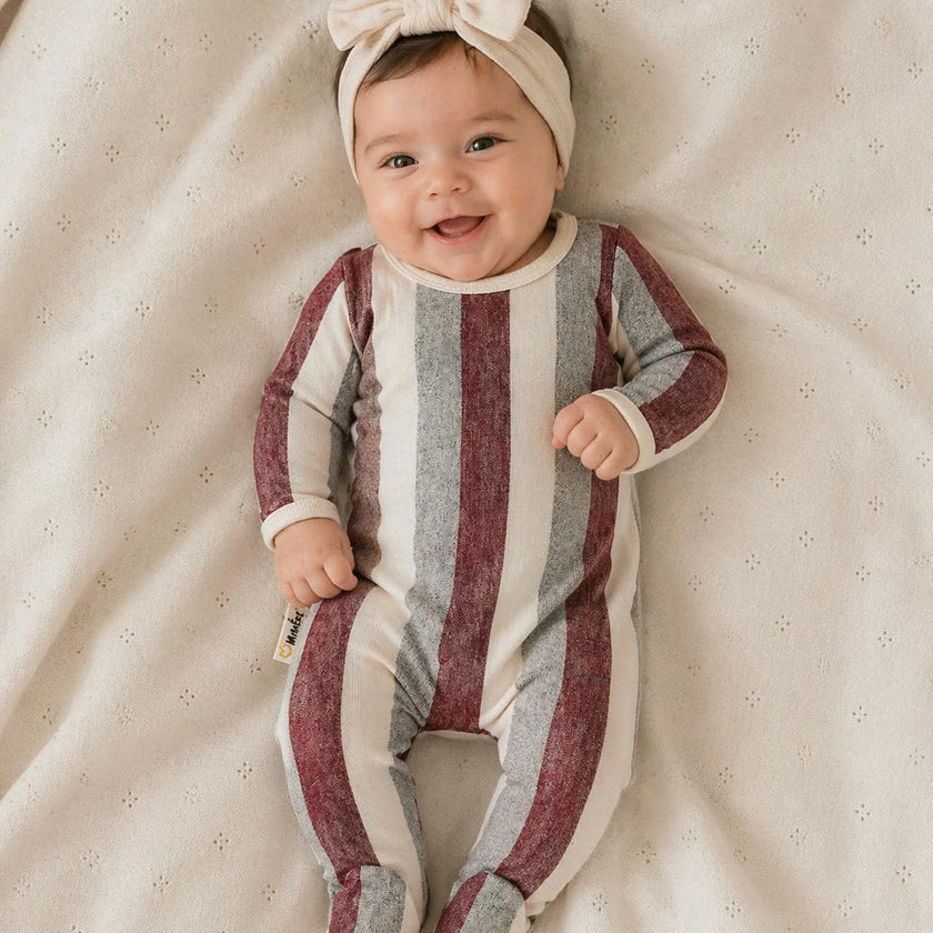 Striped Sweater Knit Long Sleeve Footie