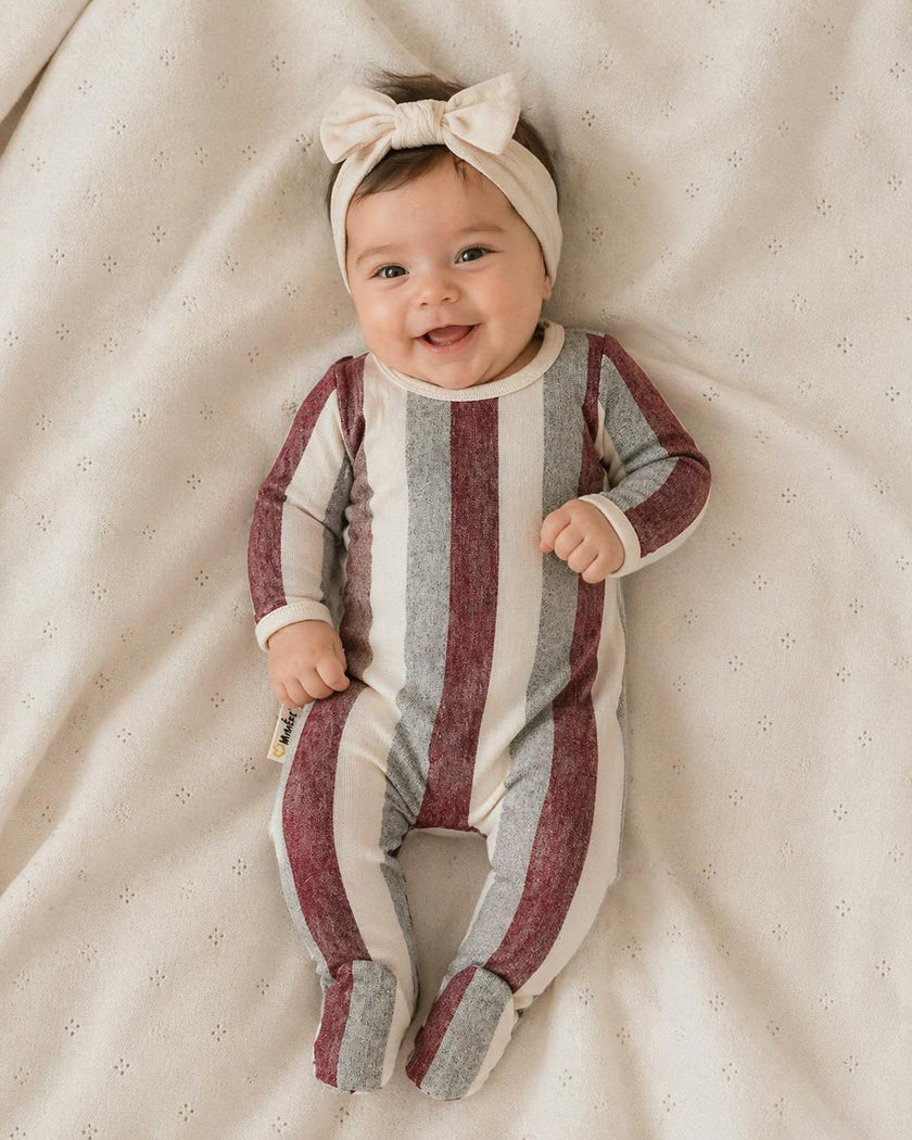 Striped Sweater Knit Long Sleeve Footie