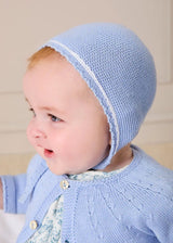 Lace Detail Knitted Bonnet in Light Blue (0-9mths)