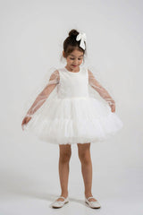 White Velvet Balloon Tutu Dress