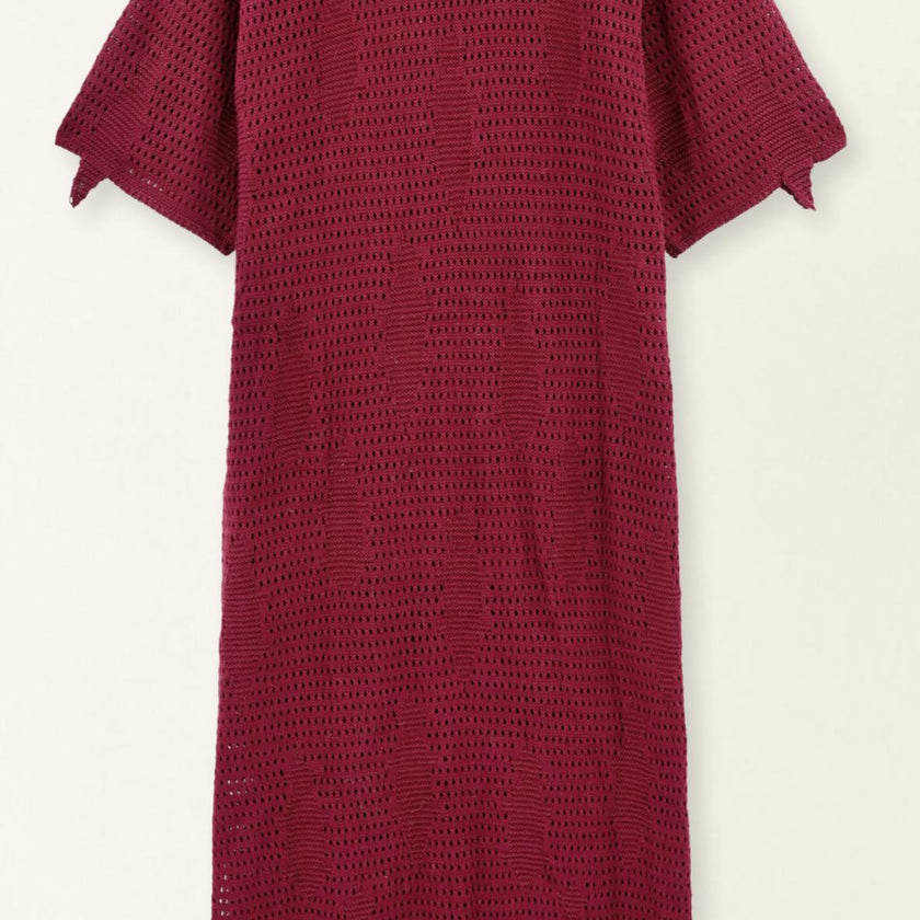 Madagascar Pointelle Dress in Black Cherry