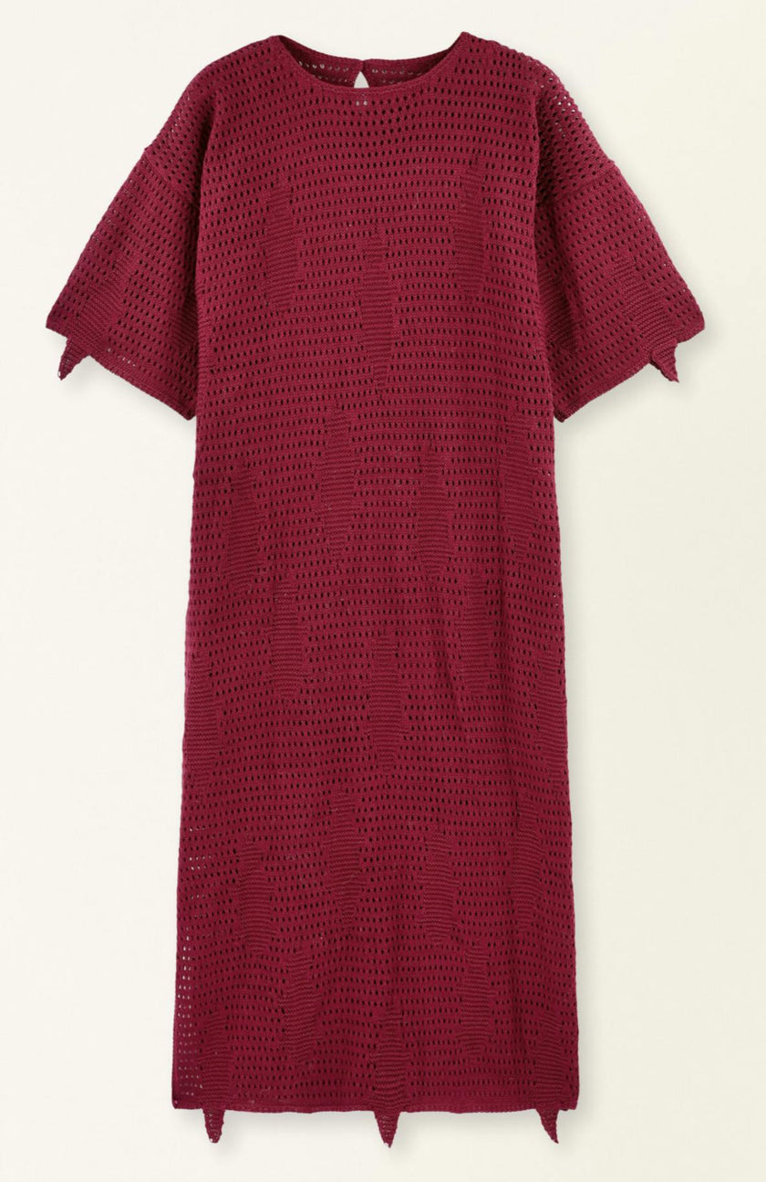 Madagascar Pointelle Dress in Black Cherry