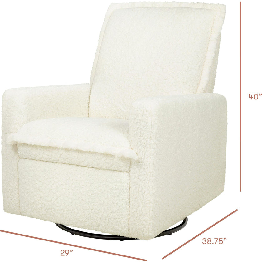 Cali Flange Gliding Swivel Recliner in Cream Shearling