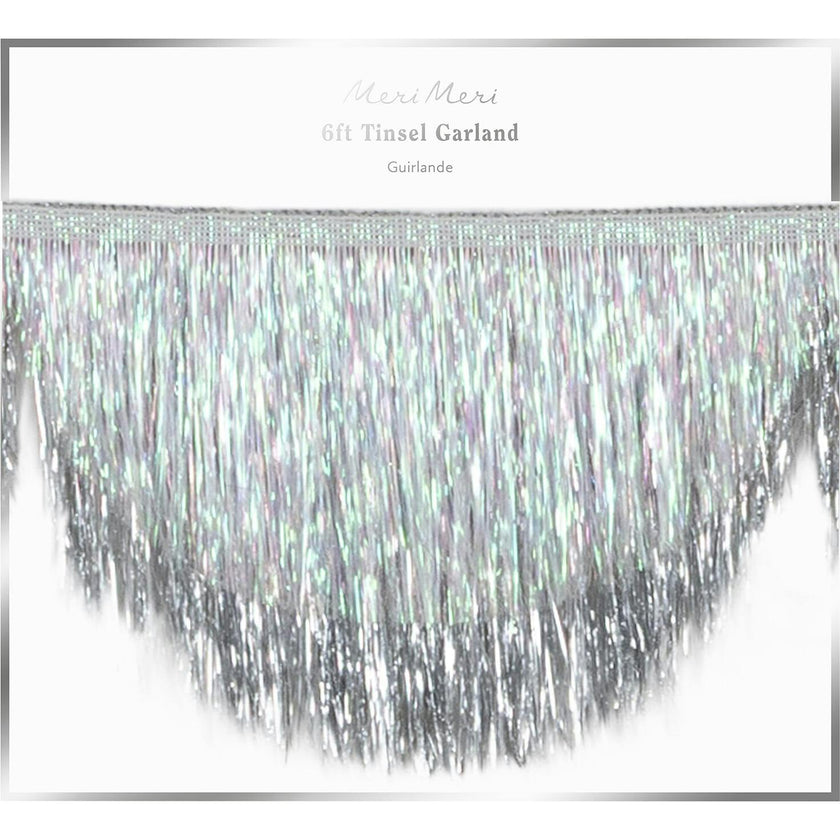 Silver Iridescent Tinsel Scallop Garland