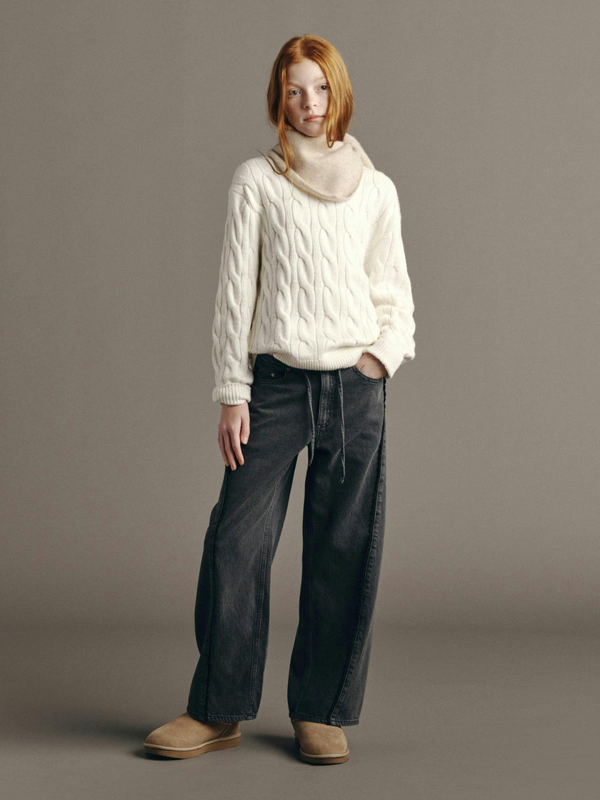 Frankie Low-Slung Wide Leg Jeans | Nightshade Lace