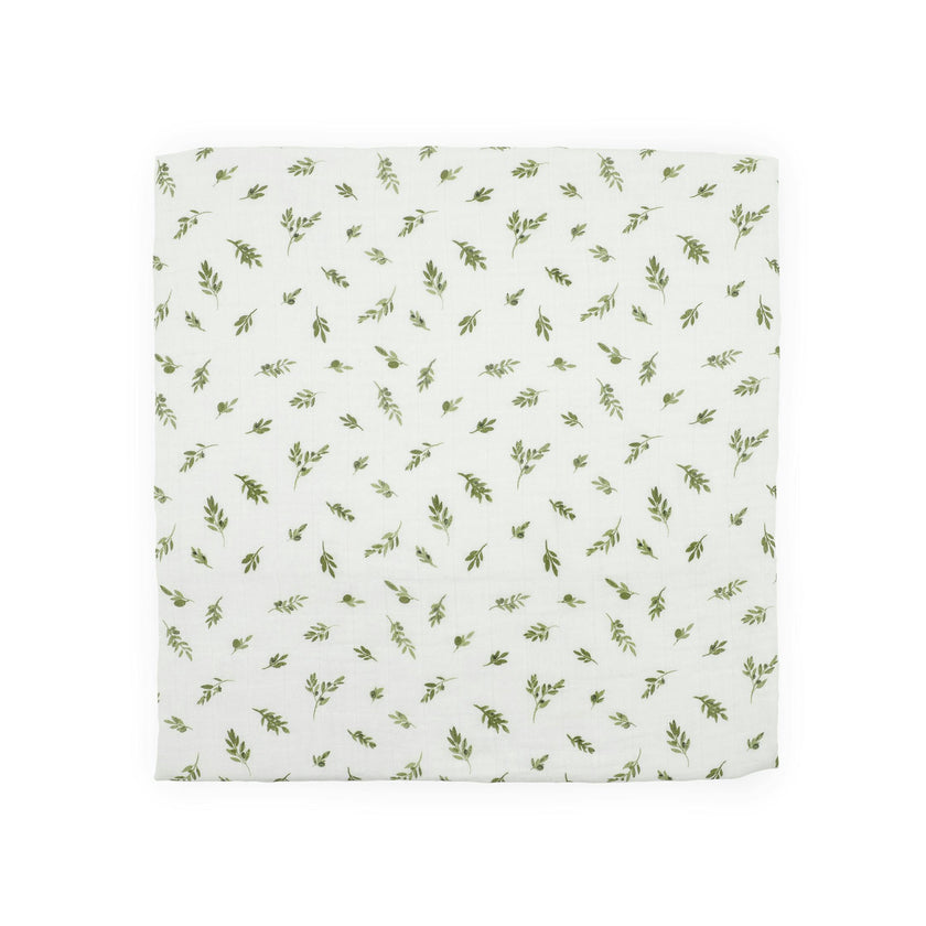 Organic Cotton Muslin Swaddle Blanket - Olive Branch