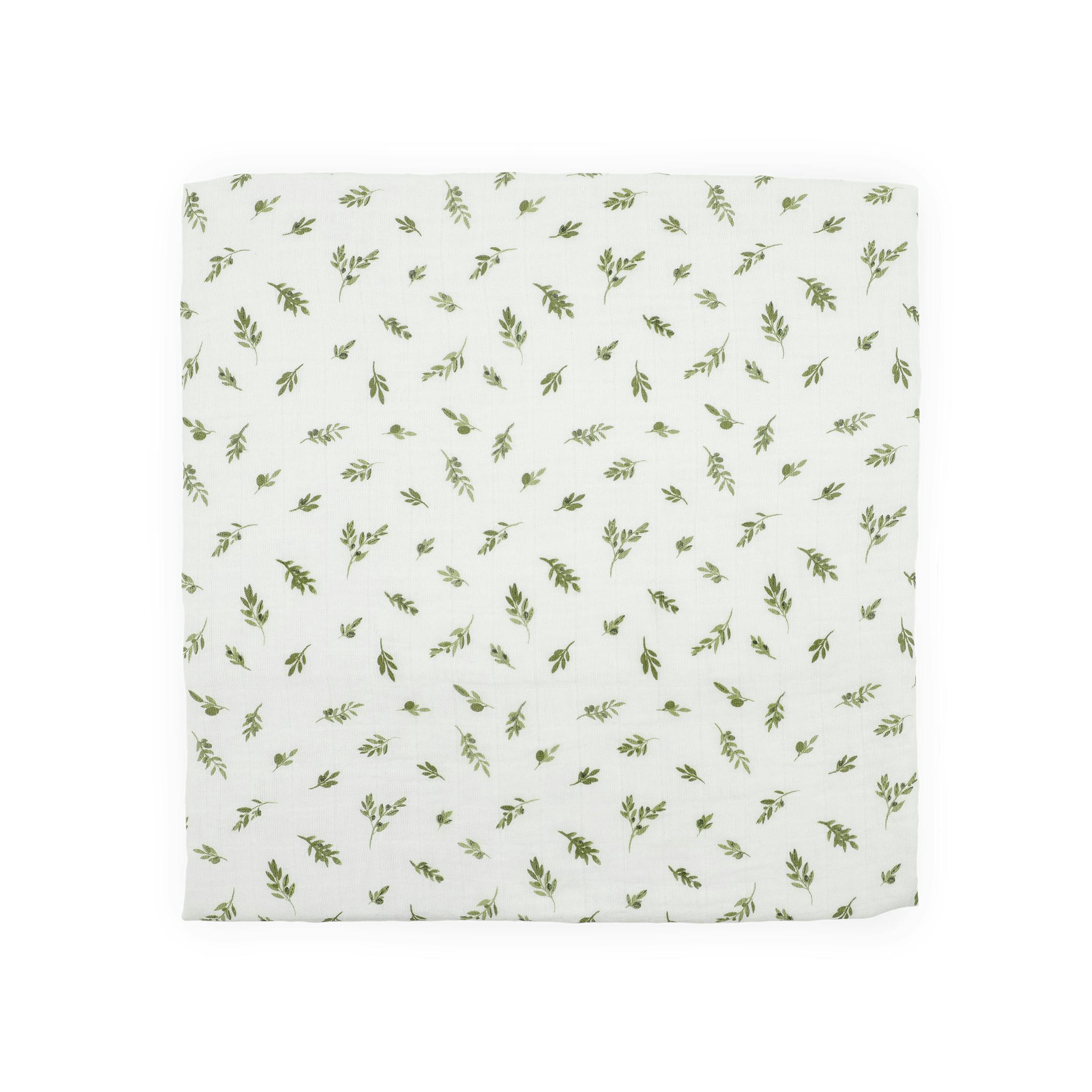 Organic Cotton Muslin Swaddle Blanket - Olive Branch