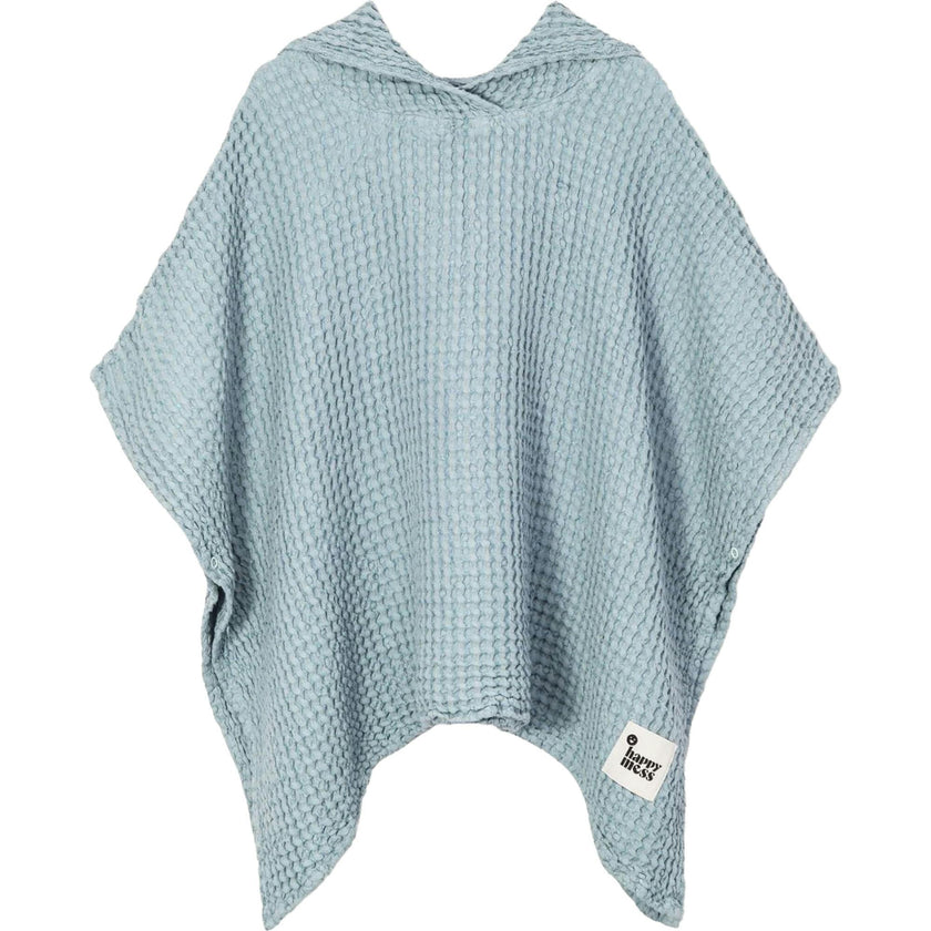 children's linen waffle poncho - sky blue