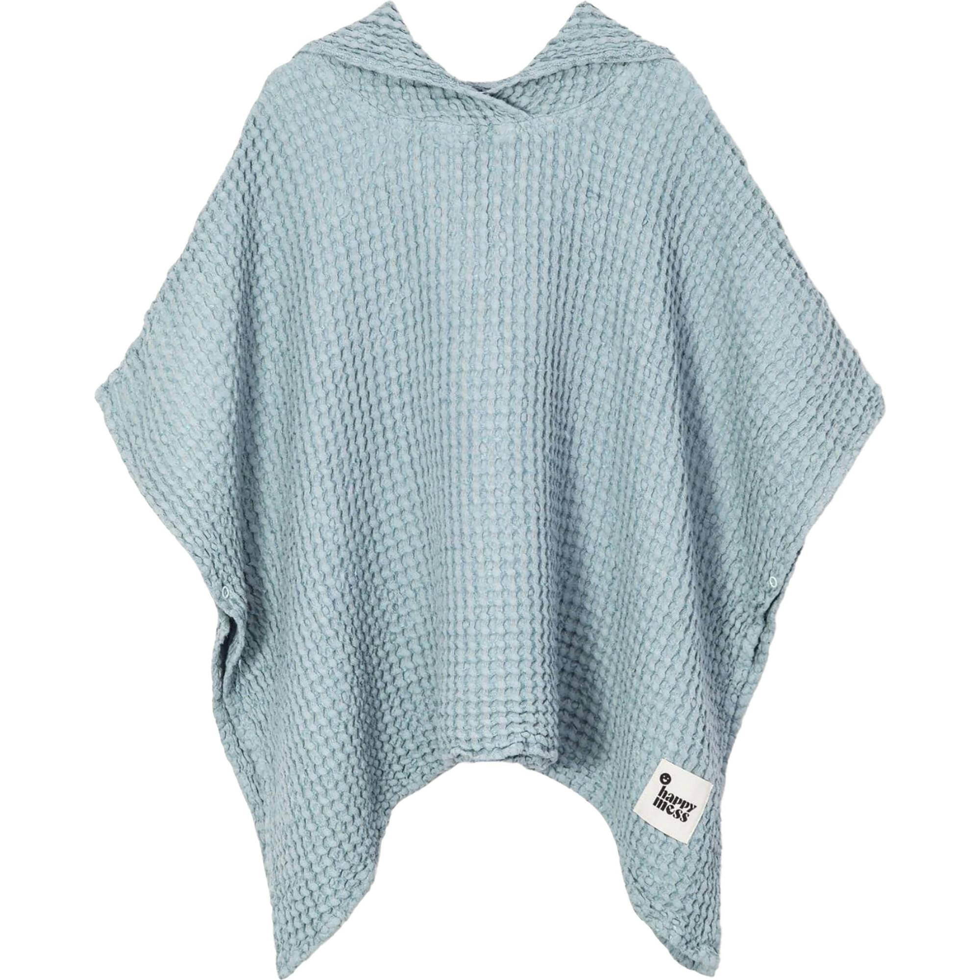 children's linen waffle poncho - sky blue