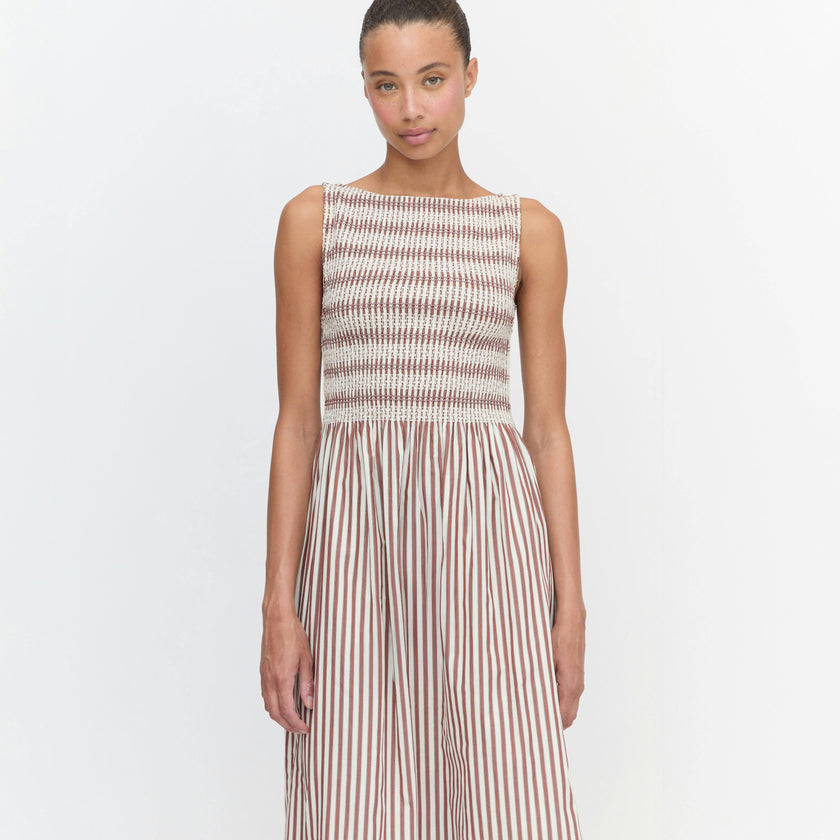 The Cosima Nap Dress - Rust Stripe