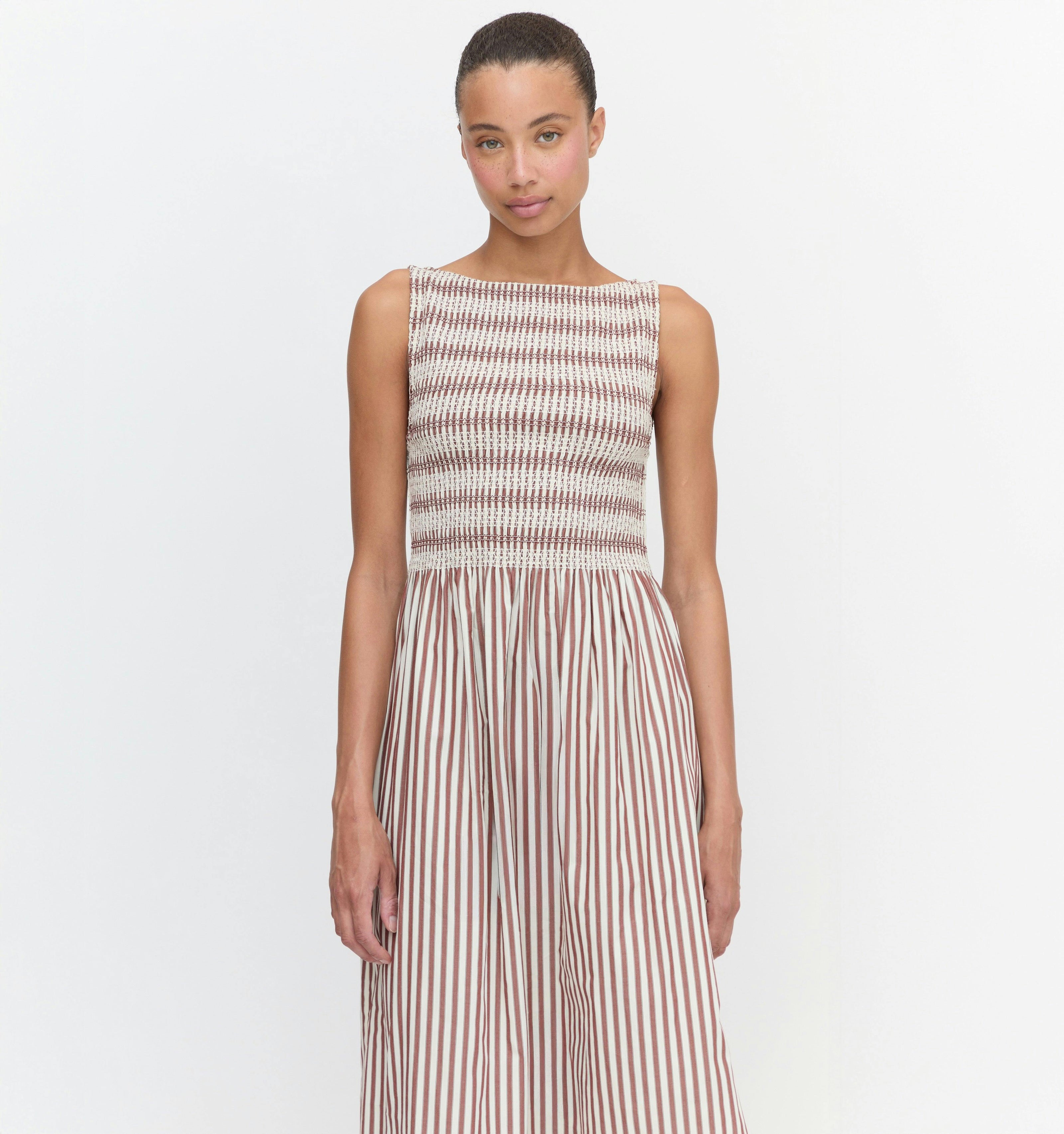 The Cosima Nap Dress - Rust Stripe