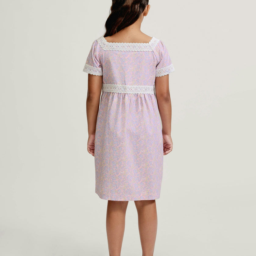 Girl's Twill Juliette Nightgown in Fleur Blush