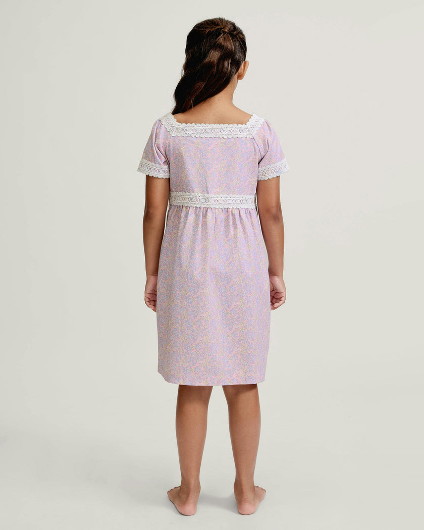 Girl's Twill Juliette Nightgown in Fleur Blush