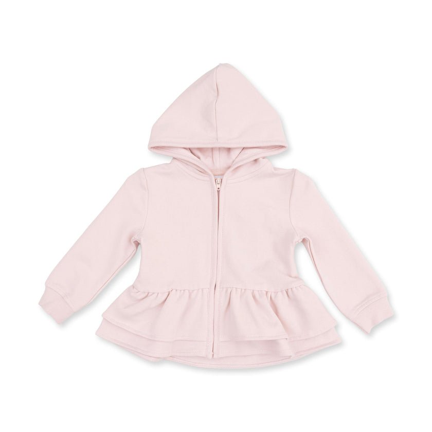 Veiled Pink Bows - Zip Peplum Hoodie