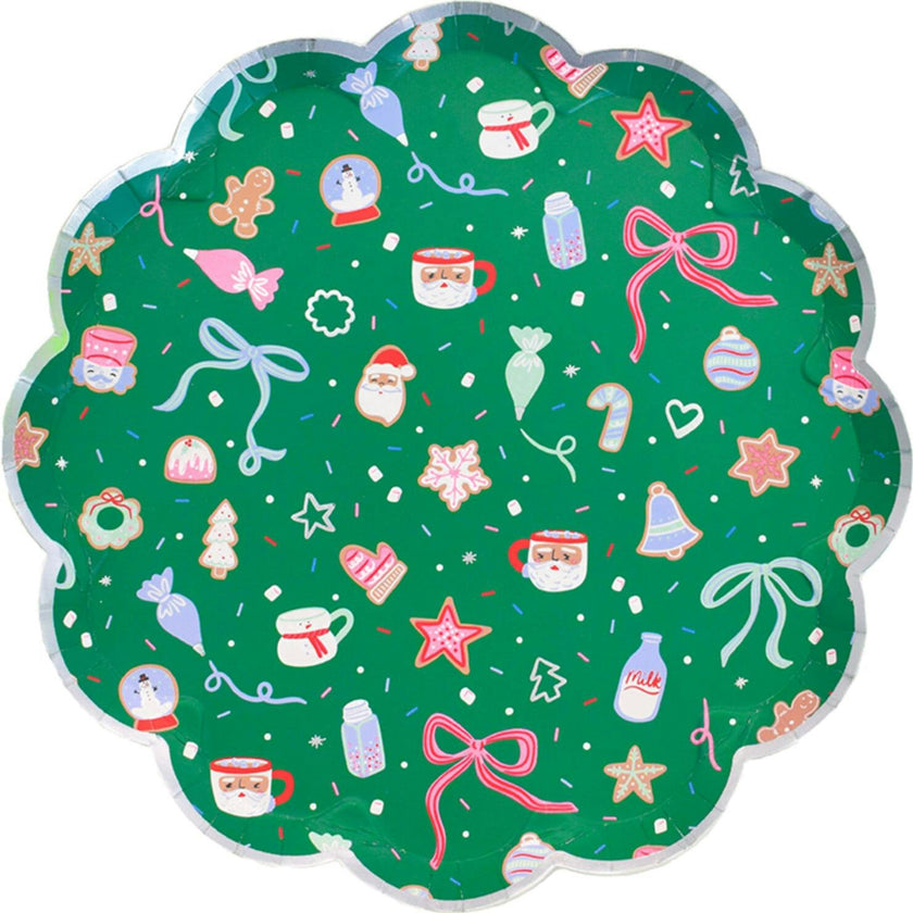 Baking Spirits Bright Dark Green Scalloped Small Plates