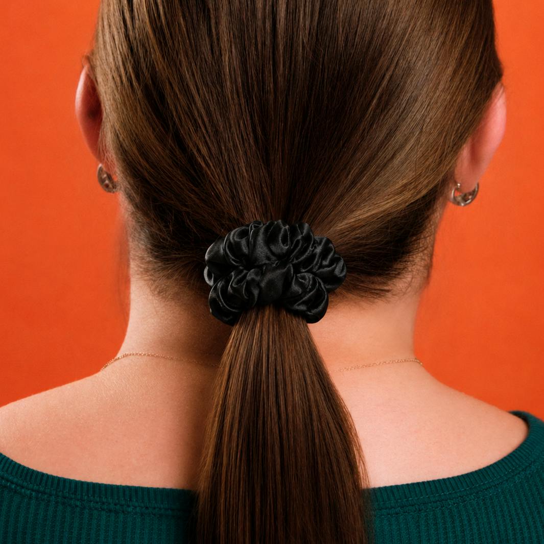 Black Silk Scrunchies