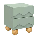 Lido Wave Assembled Nightstand in Light Sage/Honey