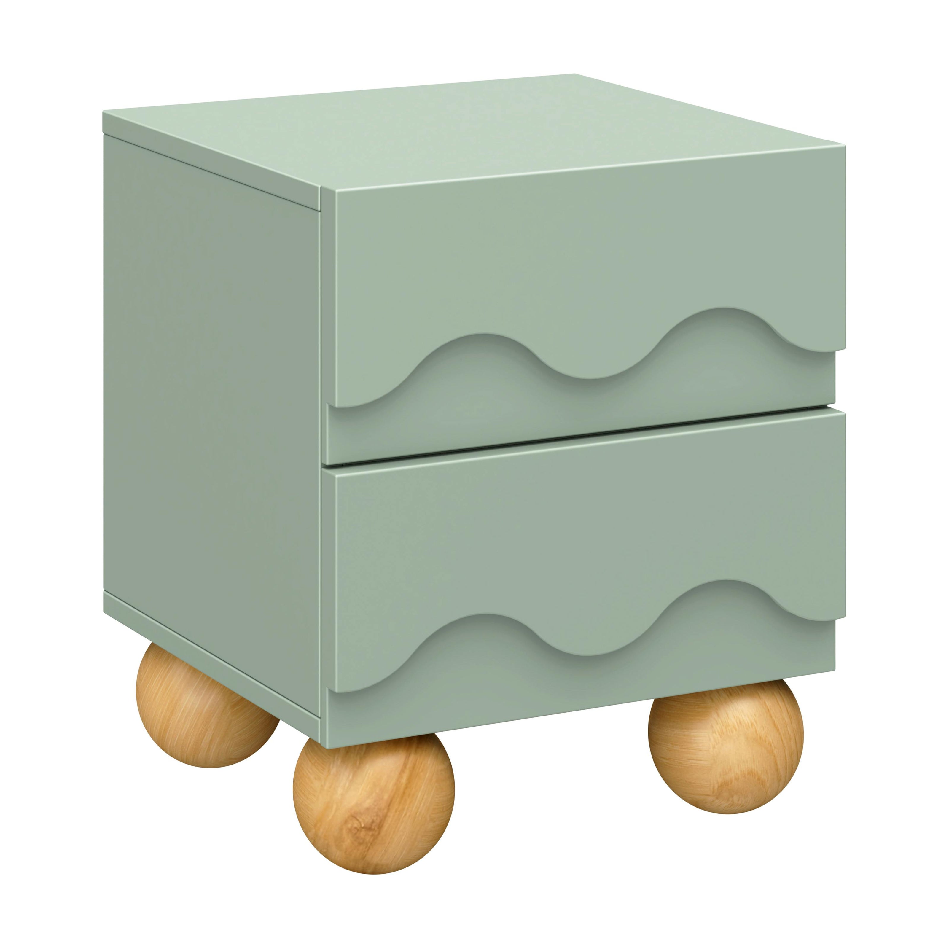 Lido Wave Assembled Nightstand in Light Sage/Honey