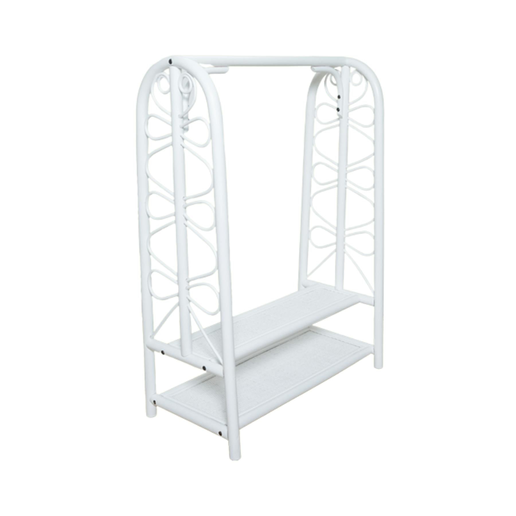 Handcrafted - Belle Kids Montessori Clothing Rack (White) - Rattan Wicker