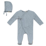 Crinkled Jersey Wrap Onesie With Bonnet White