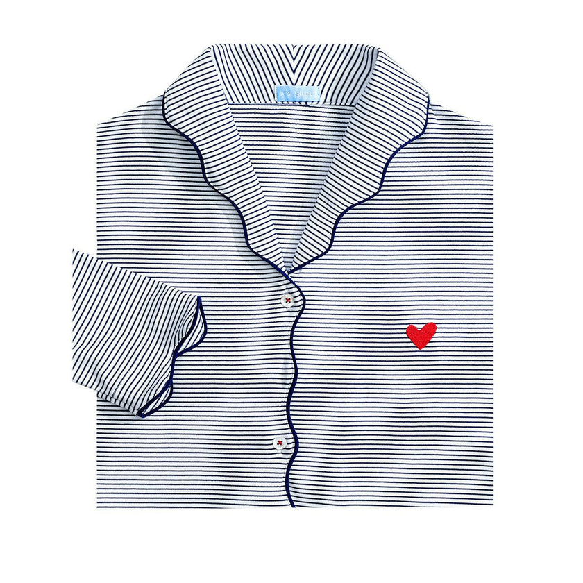 Harbor Heart Stitch Stripe Women's Button Front Long Pajama Set