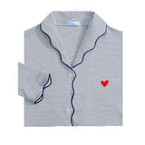 Harbor Heart Stitch Stripe Women's Button Front Long Pajama Set