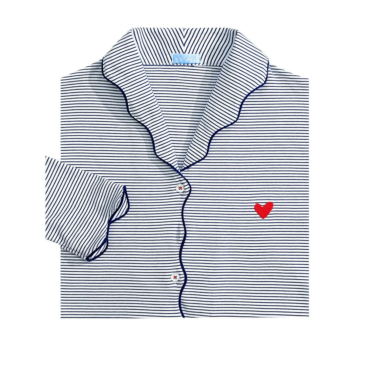 Harbor Heart Stitch Stripe Women's Button Front Long Pajama Set