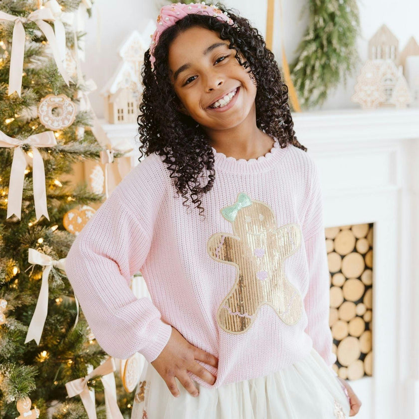Gingerbread Sequin Patch Christmas Sweater