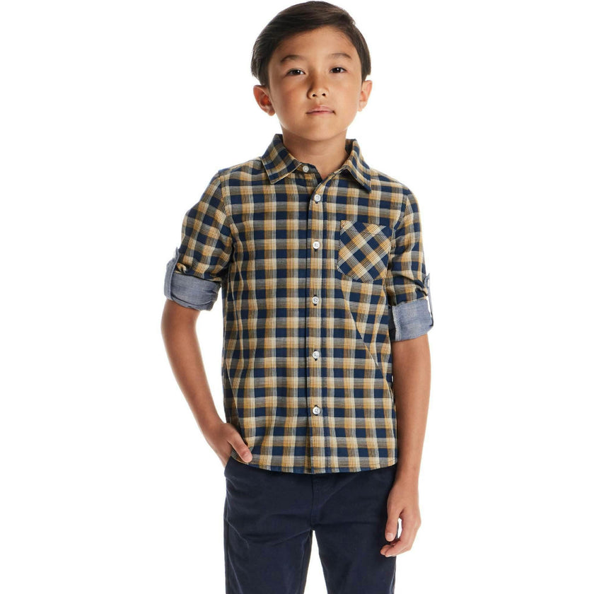 Kids Plaid Double-Facing Buttondown