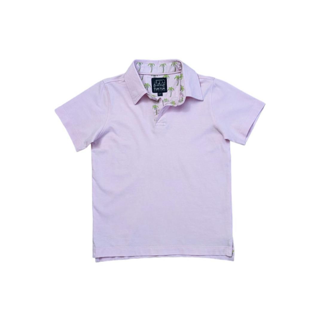Pink with Palms Trim Polo